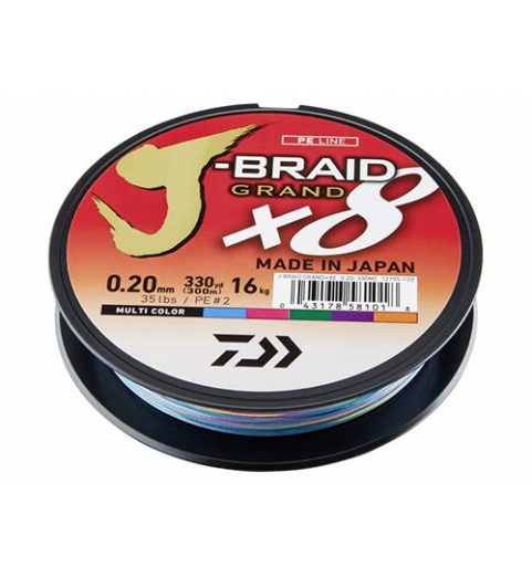 Daiwa - J-Braid Grand X8 Multi-Color 0.20mm 16.00kg 300m - Fonott Zsinór - (12795-120)