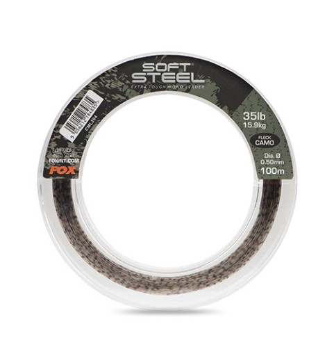 Fox - Soft Steel Fleck Camo Leader - 35lb (15.9kg) 0.50mm x 100m - Monofil Előkezsinór - (CML204)