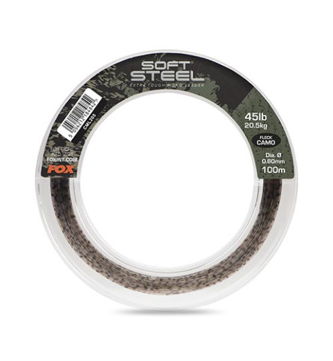 Fox - Soft Steel Fleck Camo Leader - 45lb (20.5kg) 0.60mm x 100m - Monofil Előkezsinór - (CML205)