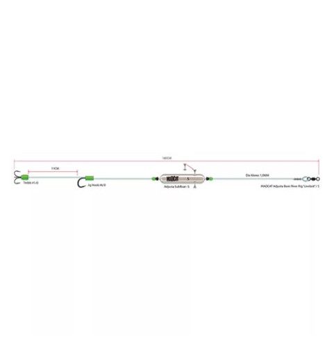 Madcat - Adjusta Basic River Rig Live Bait 160CM 1.00MM 1/0 6/0 20G - Harcsázó Szerelék - (SVS56658)